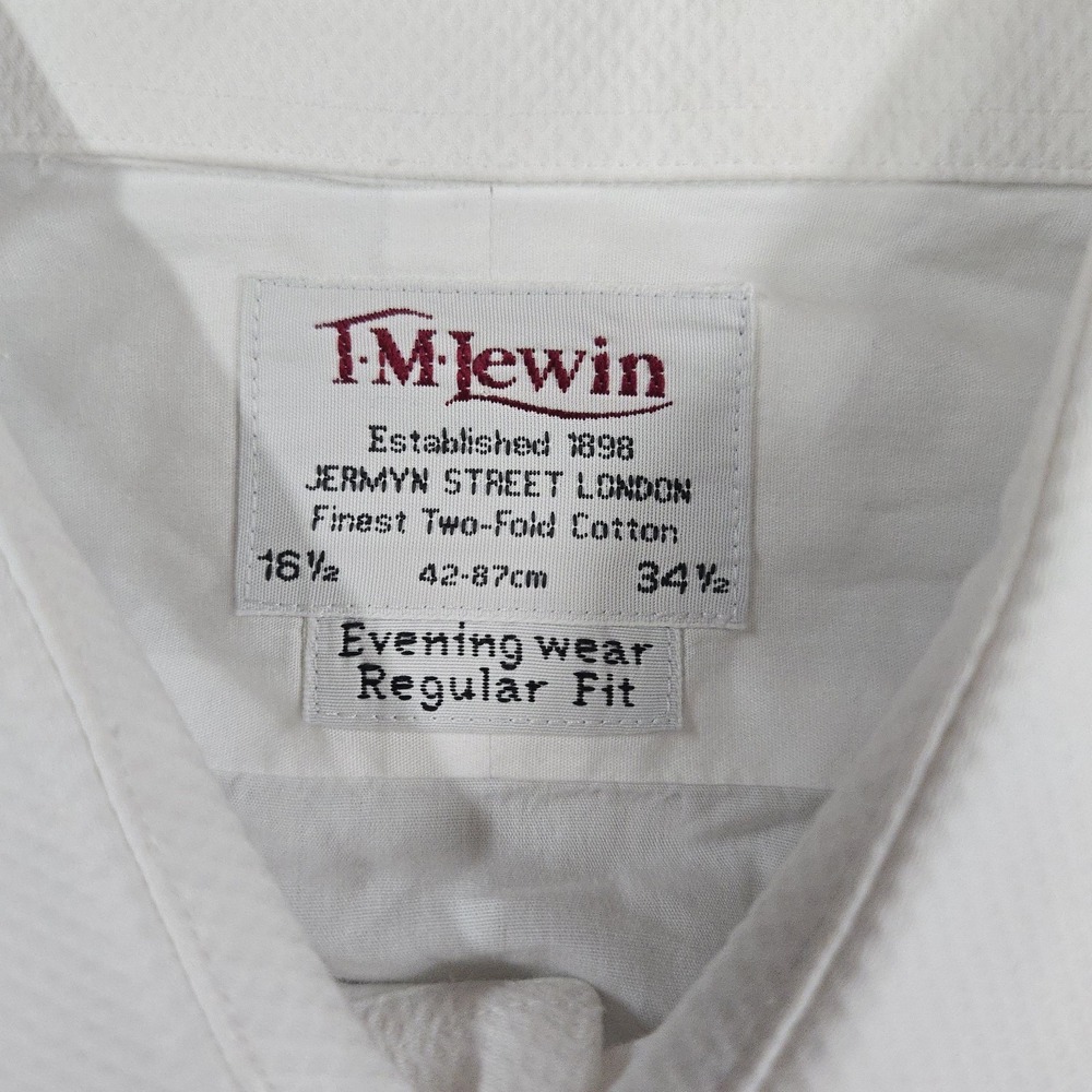 T.M. Lewin Tuxedo Shirt Mens 16.5 34/35 White Eveningwear French Cuff Dress - Picture 8 of 12